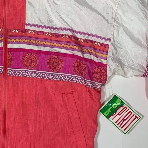 Vintage Bold Spirit Windbreaker Jacket Size Medium Colorblock Zip Up 90s Y2K NEW - Picture 9 of 12